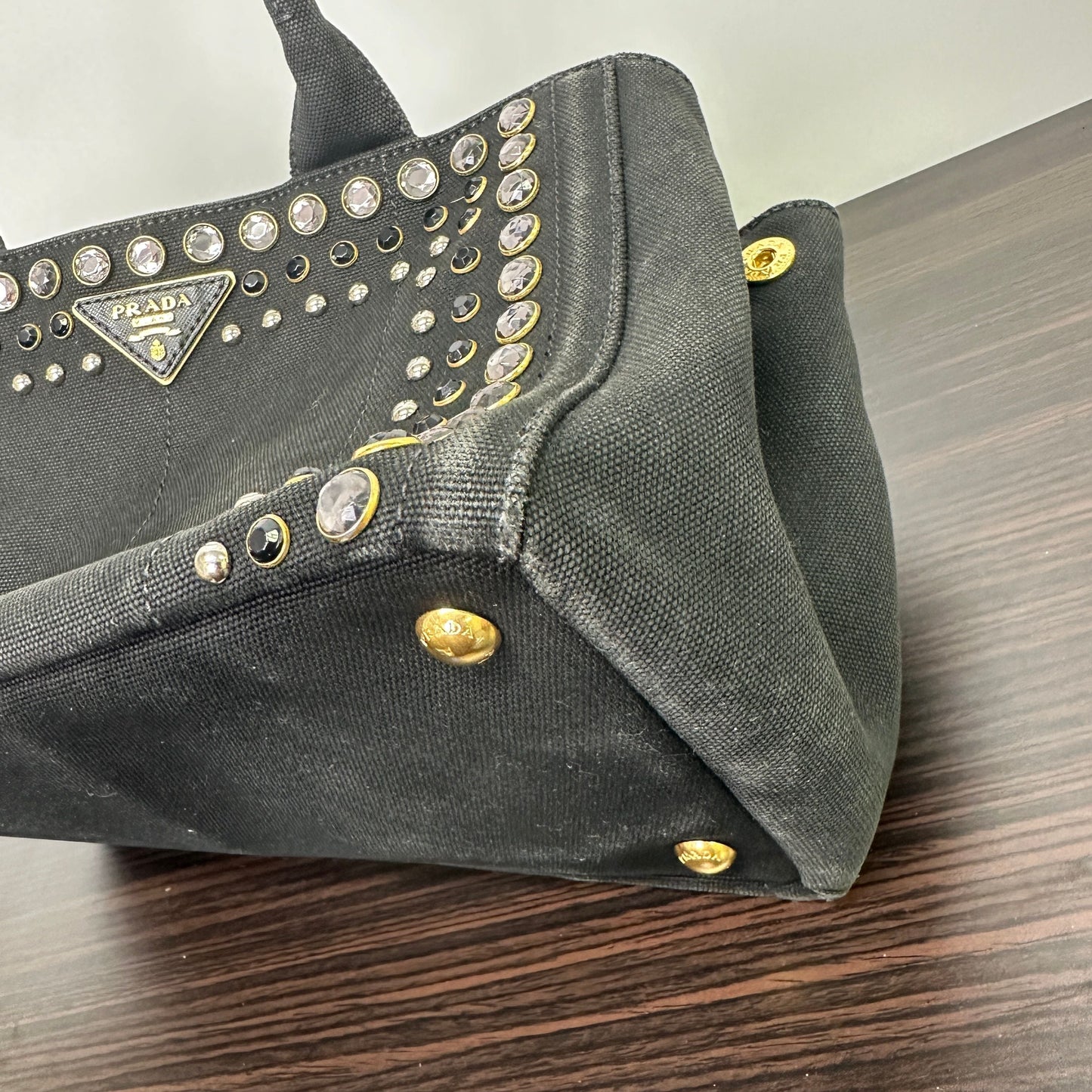 PRADA Mini Canapa Bijou Studs Canvas 2Way Bag LB121562