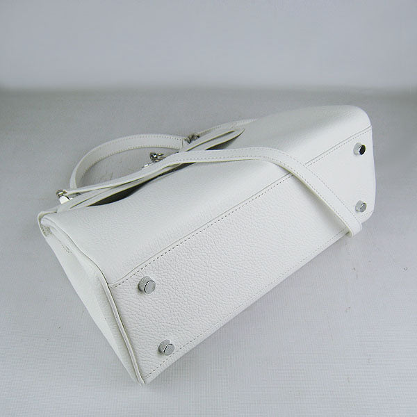 Luxury Hermes Kelly 32cm Togo Leather Handbag 6108 White Silver
