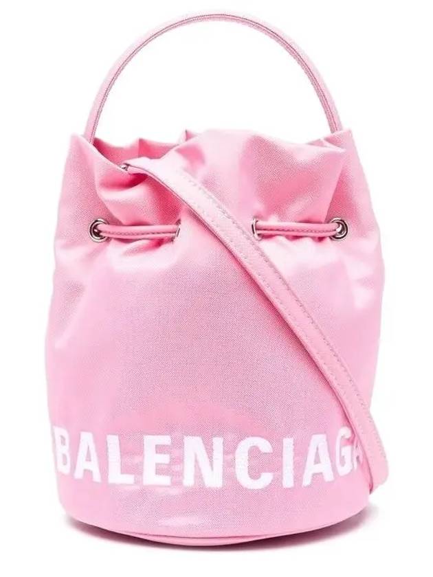 Luxury Balenciaga Trending 2026 Wheel XS Drawstring Bucket Bag Pink