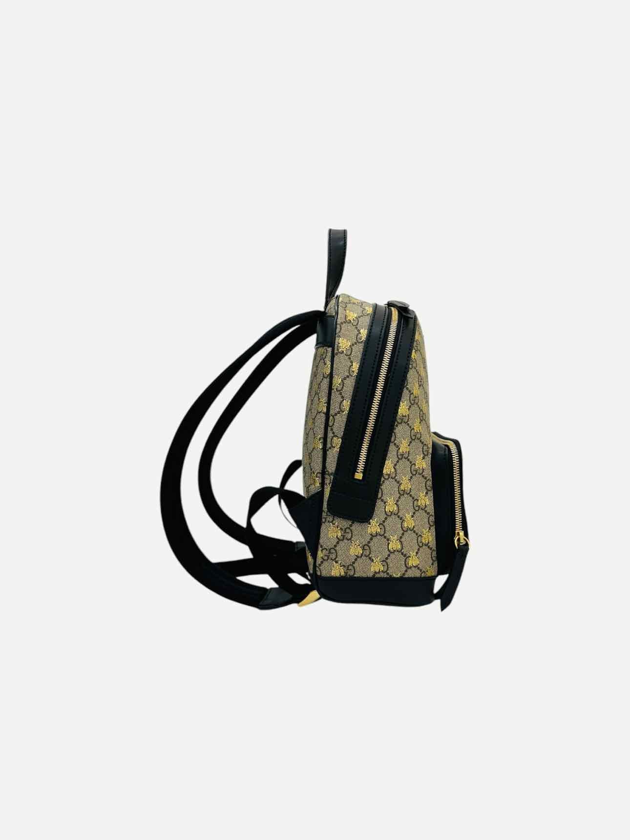 GUCCI Ophidia Brown & Black GG Supreme Bees Backpack
