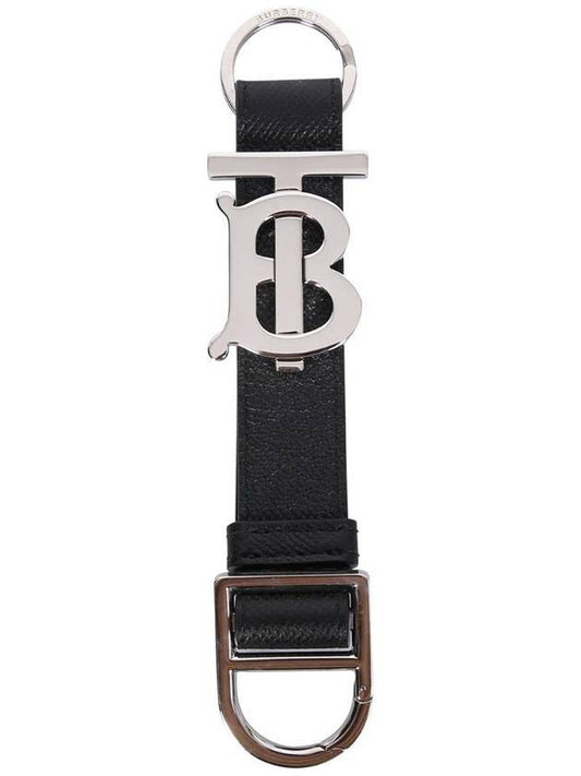 Luxury Burberry Monogram Motif Grainy Leather Key Holder Black