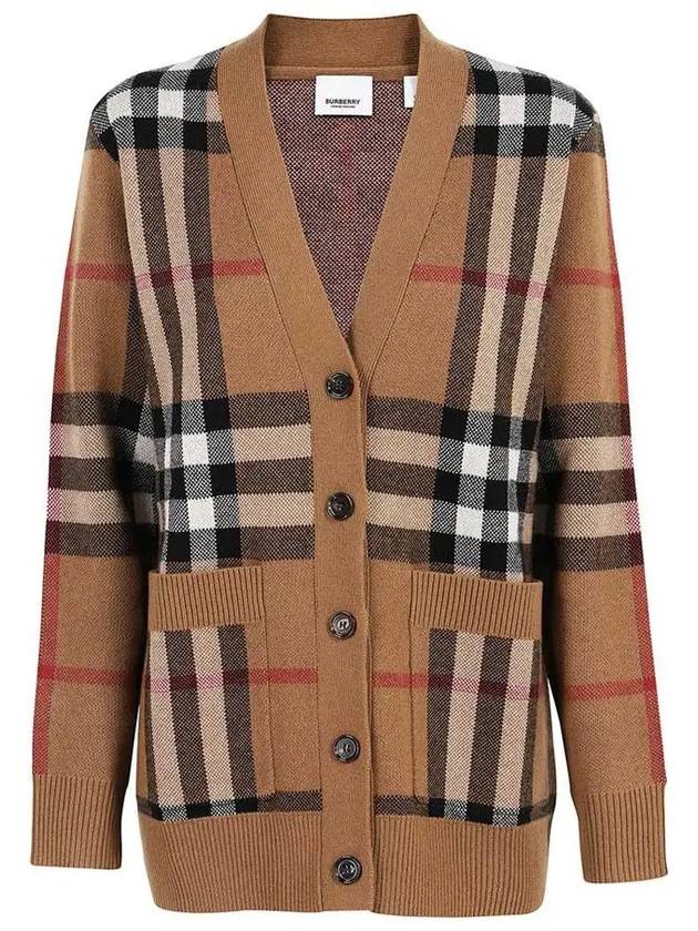 Luxury Burberry Check Wool Cashmere Cardigan Brown