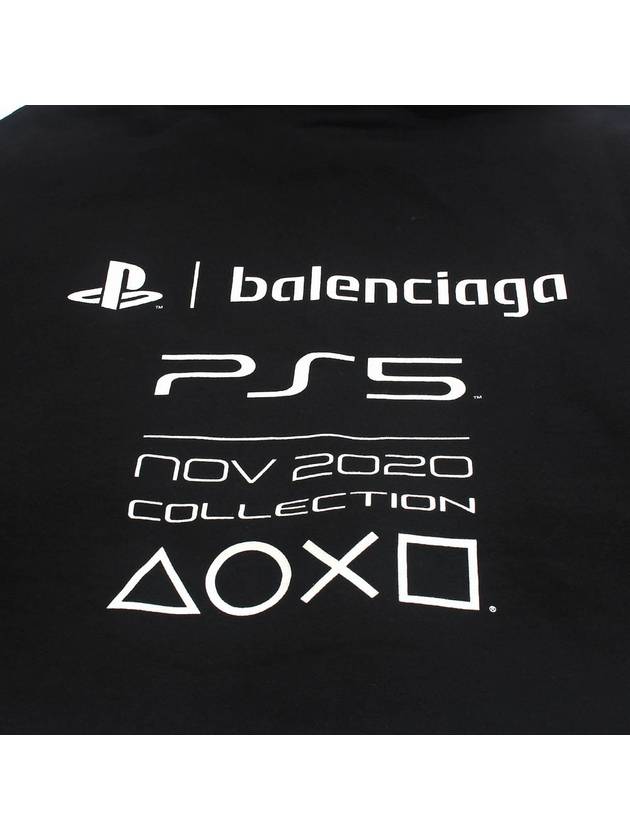 Luxury Balenciaga Trending 2026 PS5 Boxy Logo Print Overfit Hoodie Black