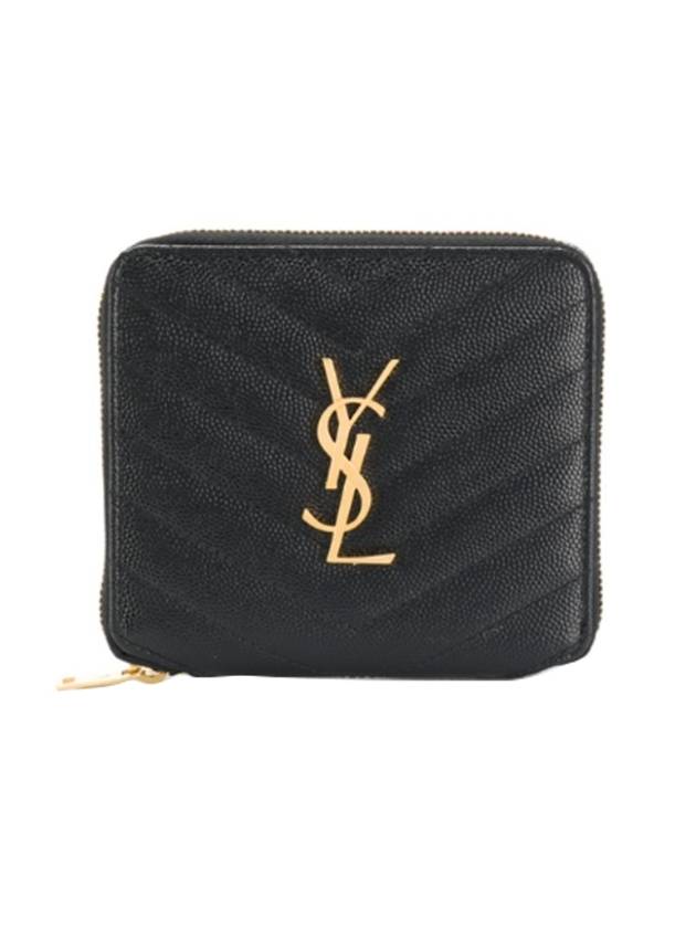 Luxury Saint Laurent Trending 2025 Monogram Compact Zipper Halfwallet Black