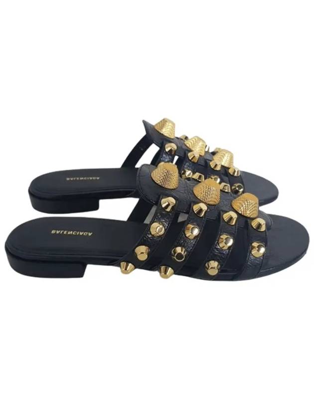 Luxury Balenciaga Trending 2026 Gold Stud Slippers Black