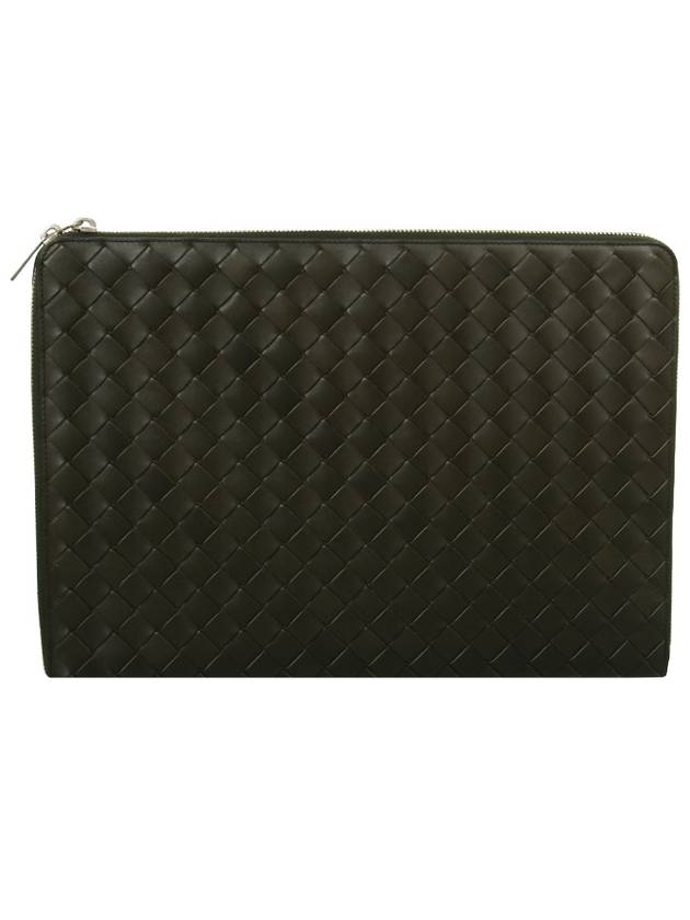 Luxury Bottega Veneta Intrecciato Calfskin Clutch Bag Green