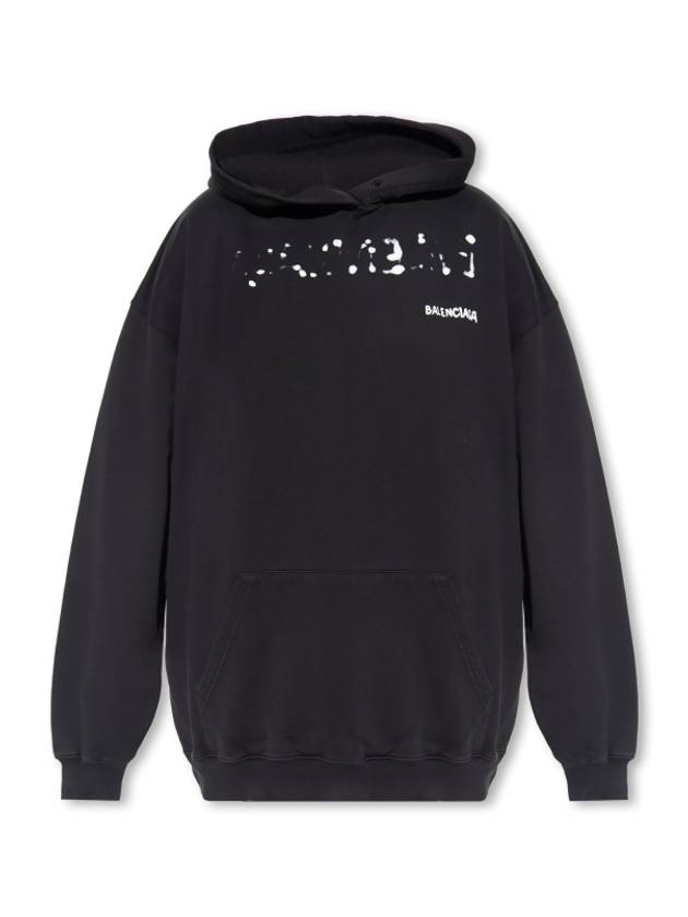 Luxury Balenciaga Trending 2026 Logo Oversized Cotton Hoodie Black