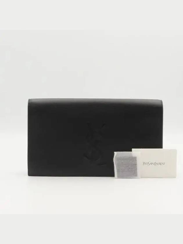 Luxury Saint Laurent Trending 2025 YSL Yip 361120 Black Leather Stitched Logo Flap Clutch