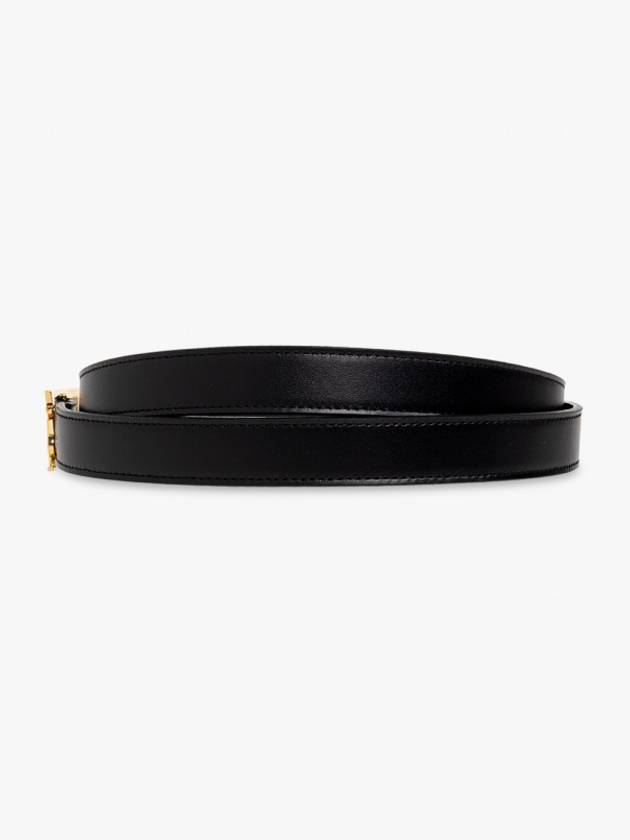 Luxury Saint Laurent Trending 2025 Logo Leather Belt Black