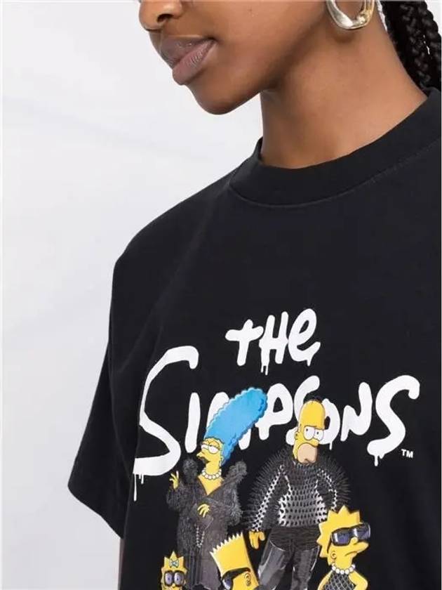 Luxury Balenciaga Trending 2026 WoMen's The Simpsons Printing Small Fit Short Sleeve T-Shirt Black
