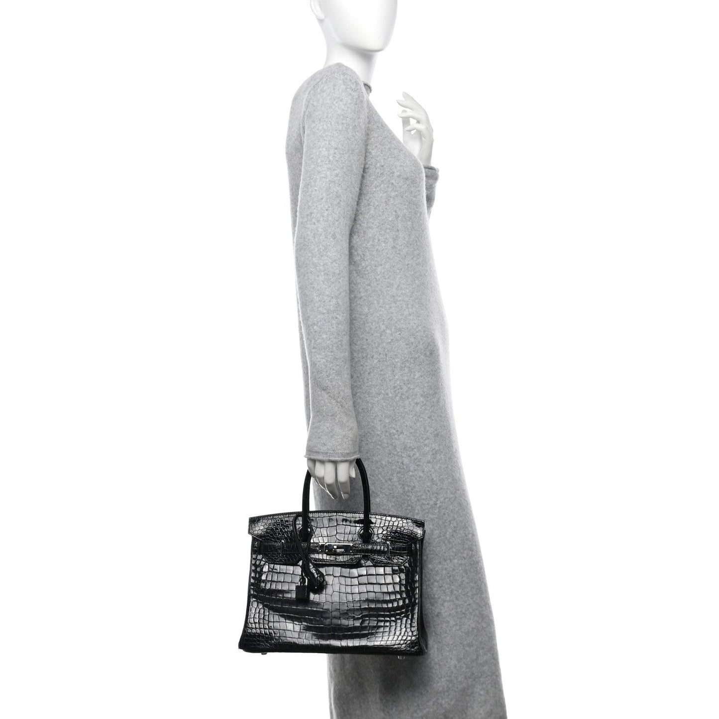 Hermes Shiny Porosus Crocodile Birkin 30 Black