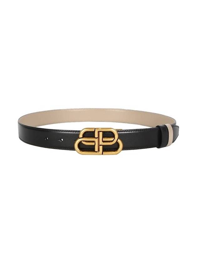 Luxury Balenciaga Trending 2026 BB Logo Double-Sided Belt Black