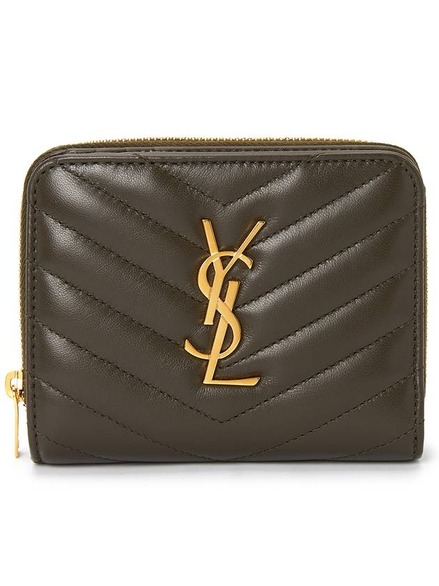 Luxury Saint Laurent Trending 2025 Cassandra Quilting Around Half Wallet Light Musk