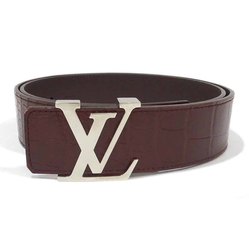 Louis Vuitton Belt Sanctuary LV Initial 40MM M6135U Brown Silver  Crocodile 36 90cm Mens