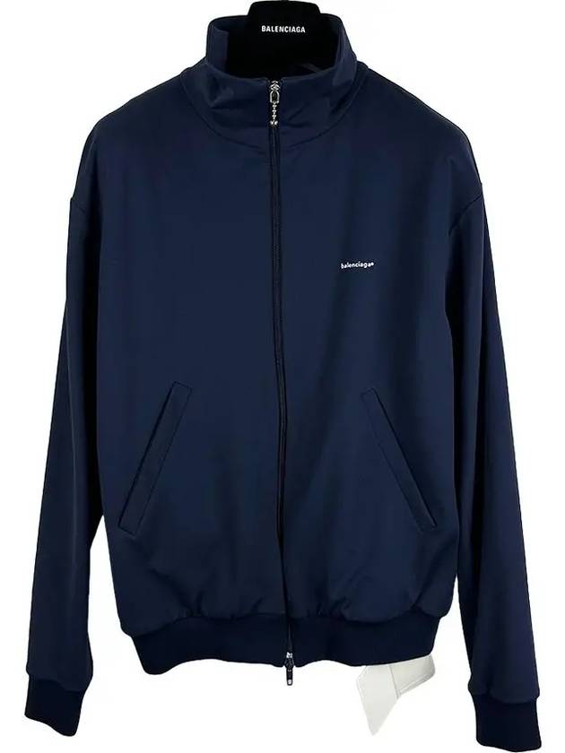 Luxury Balenciaga Trending 2026 Logo Zip-Up Jacket Navy