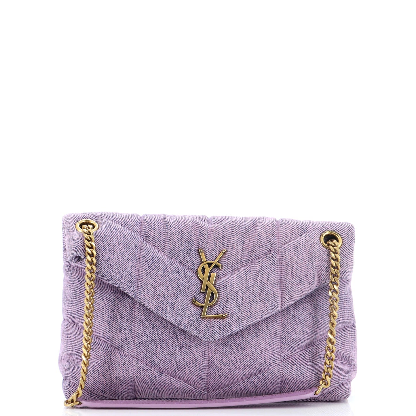 Luxury Saint Laurent Trending 2025 Loulou Puffer Shoulder Bag Quilted Vintage Denim Small