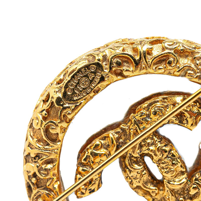 Chanel Gold-Plated Coco Mark Lava Brooch Plastic 03A Classic Flap Tote