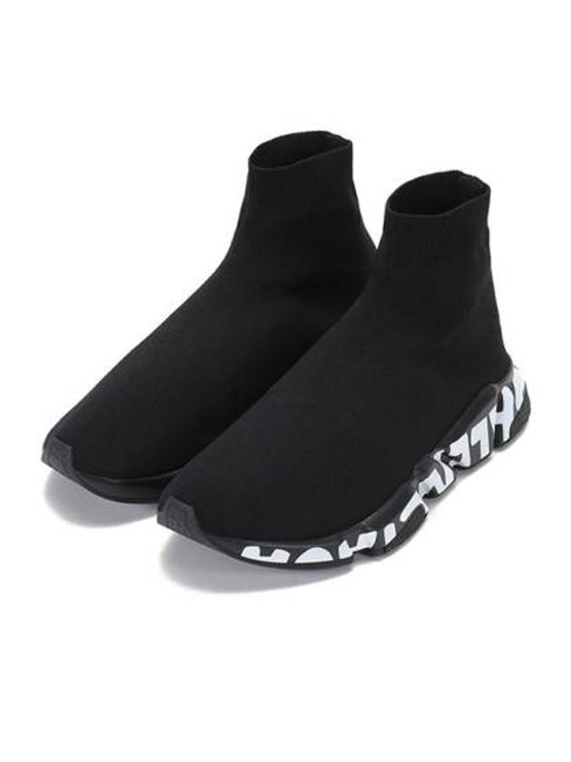 Luxury Balenciaga Trending 2026 Speed Midsole Graffiti High Top Sneakers Black
