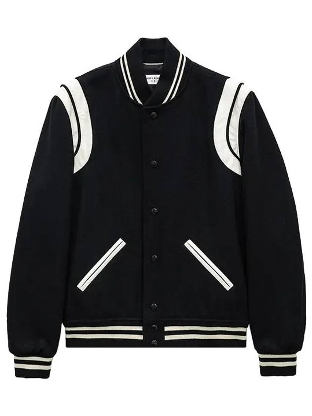 Luxury Saint Laurent Trending 2025 Teddy Bomber Jacket in Wool Black White