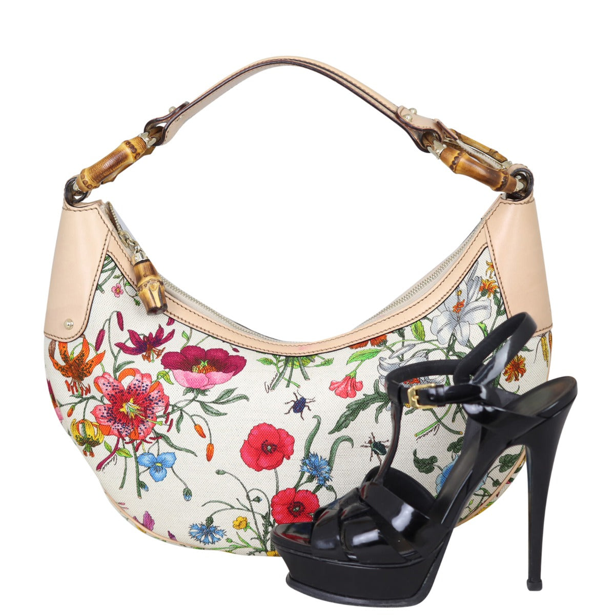 Gucci Flora Bamboo Ring Hobo