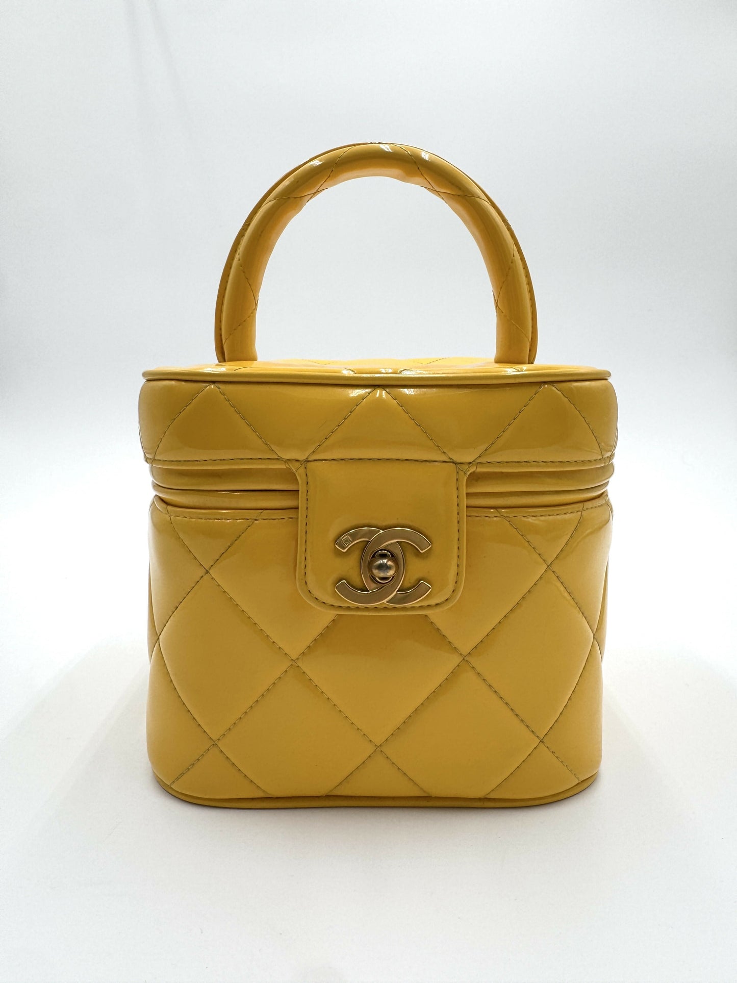 Chanel 1995  Barbie Yellow Heart-Mirror Vanity Case Bag