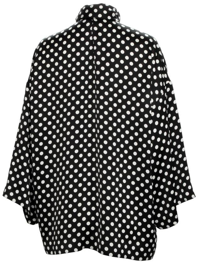 Luxury Saint Laurent Trending 2025 Polka Dot Bow Satin Blouse Black