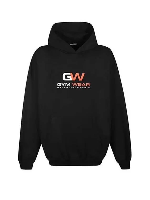 Luxury Balenciaga Trending 2026 Gymwear Logo Print Cotton Hoodie Black