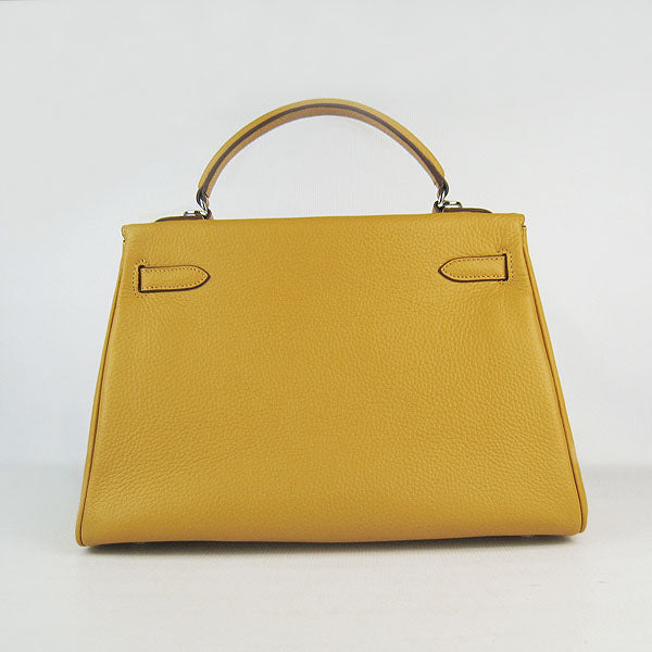 Luxury Hermes Kelly 32cm Togo Leather Handbag 6108 Yellow Silve