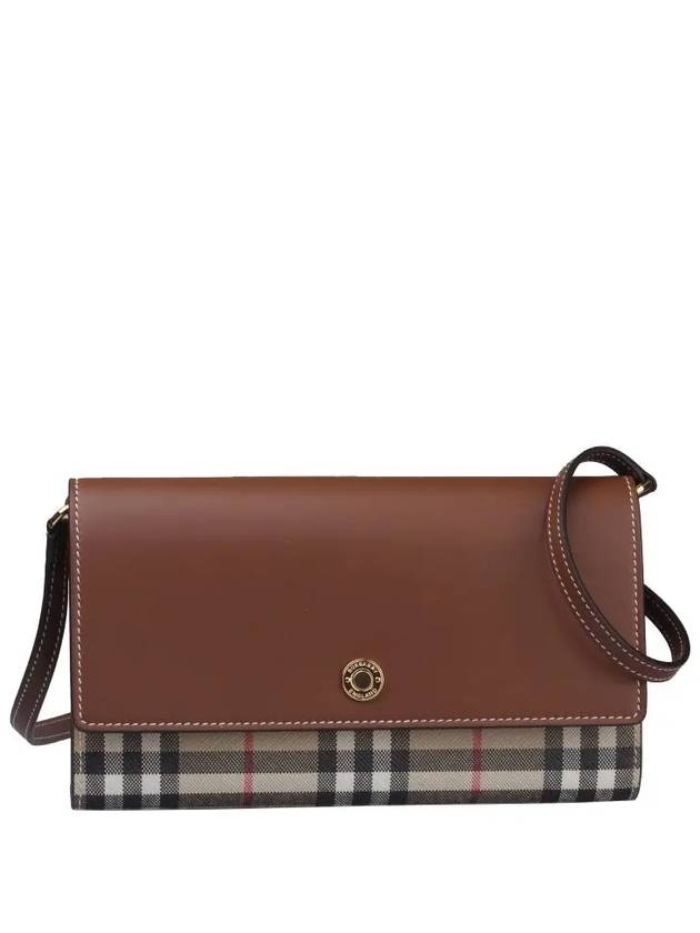 Luxury Burberry Vintage Check Leather Long Wallet Brown