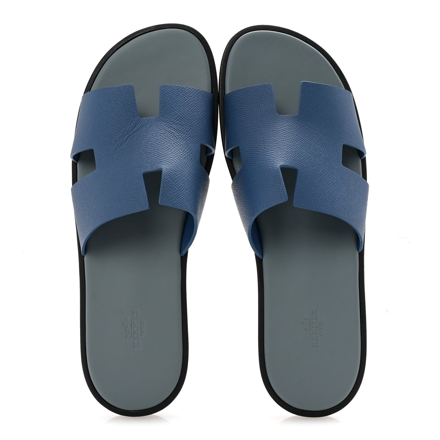 Hermes Epsom Mens Izmir Sandals 46 Bleu Bleuet Gris
