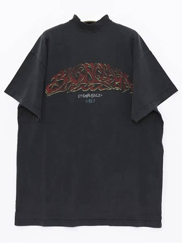 Luxury Balenciaga Trending 2026 Offshore Oversized Short Sleeve T-Shirt Black Faded