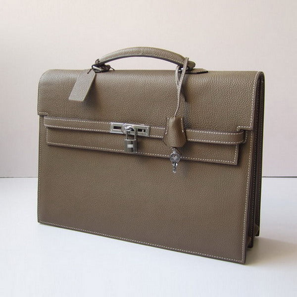 Luxury Hermes Briefcases H269 Unisex Grey Handbag
