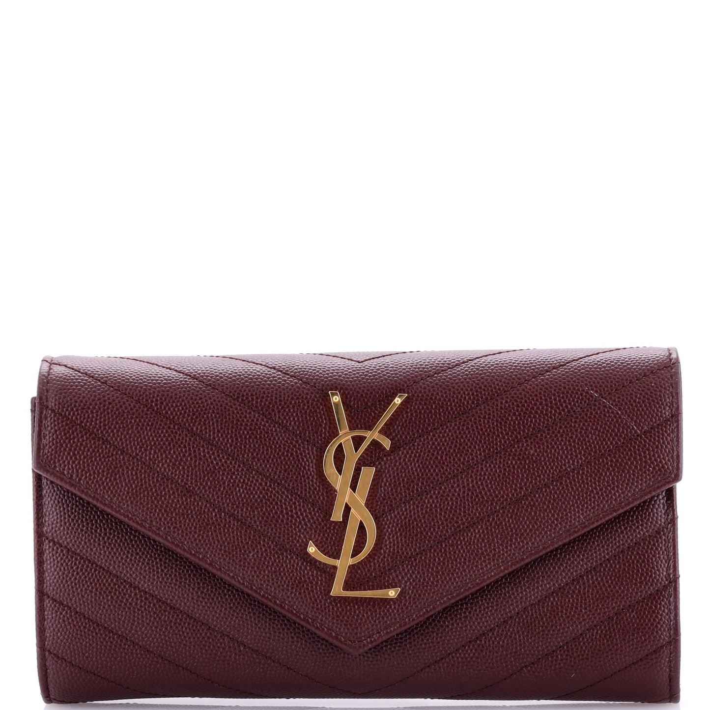 Luxury Saint Laurent Trending 2025 Classic Monogram Flap Wallet Matelasse Chevron Leather Large