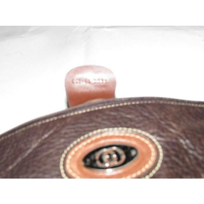 Gucci Vintage Dark Brown Textured And Caramel Smooth Leather Satchel