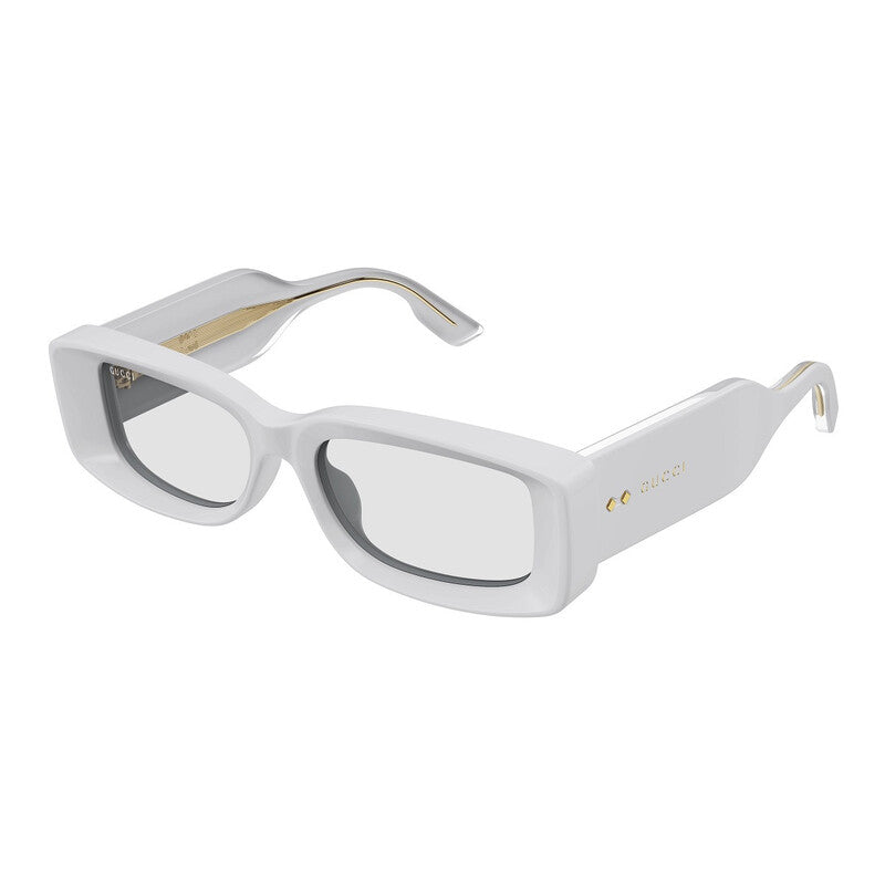 Gucci Sunglasses Rectangle Full Rim, Light Blue Frame and Grey Lens GG1528S004