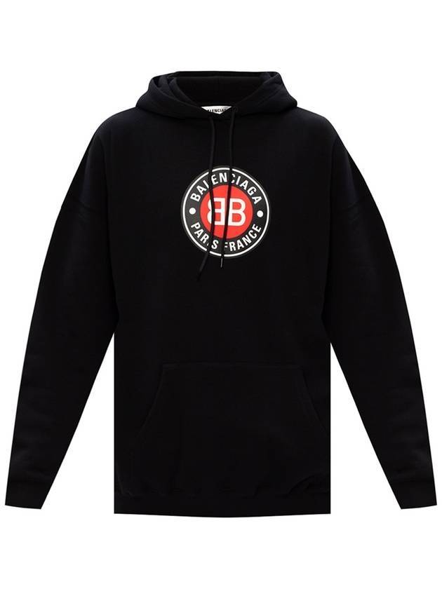 Luxury Balenciaga Trending 2026 BB Logo Round Print Hoodie Black