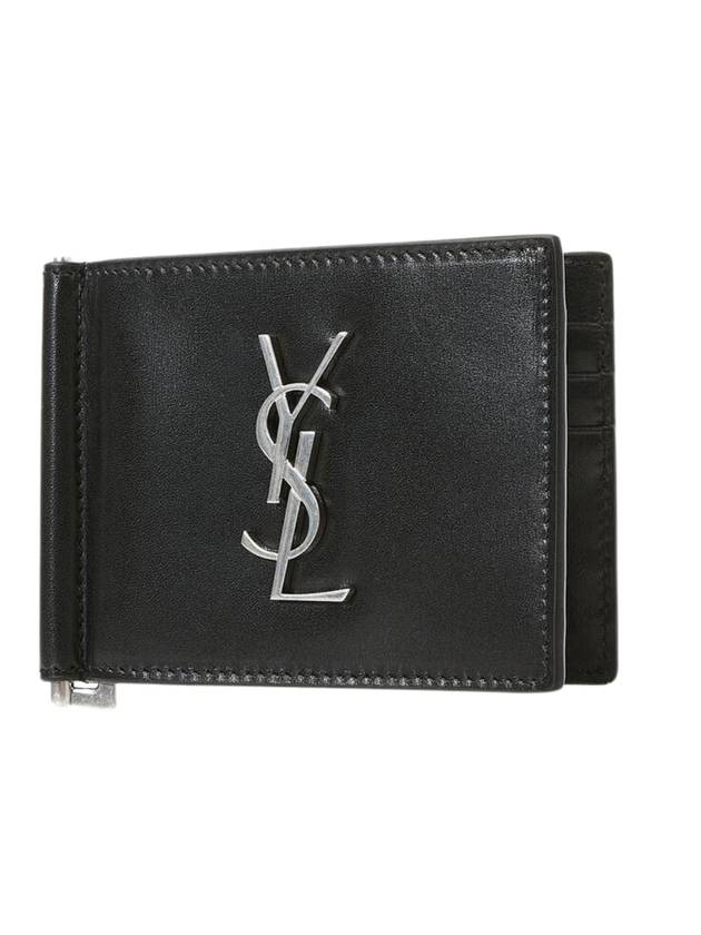 Luxury Saint Laurent Trending 2025 Monogram Money Clip Half Wallet Black