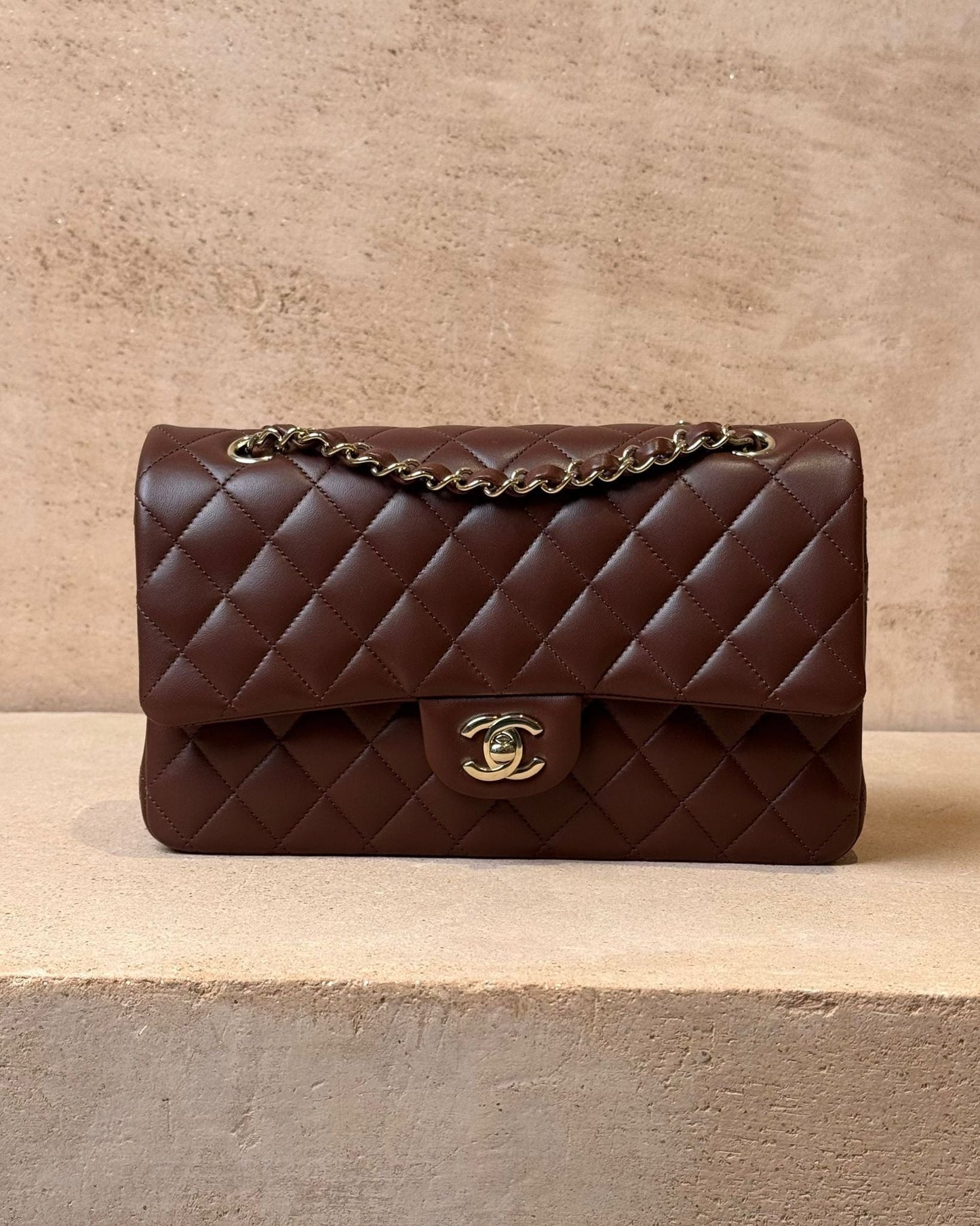 Chanel Chanel Medium Classic Flap - Brown Lambskin | Champagne Gold Hardware