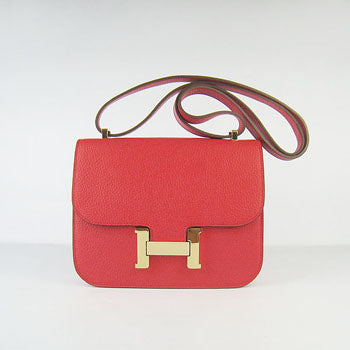 Luxury Hermes Constance Cowskin Leather Bag H017 red golden