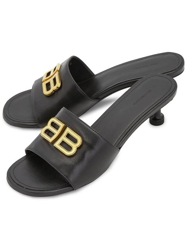 Luxury Balenciaga Trending 2026 BB Leather Slipper Heels Black