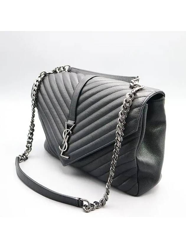 Luxury Saint Laurent Trending 2025 600278 Black leather YSL silver logo decoration COLLEGE large L size tote bag shoulder strap 2WAY