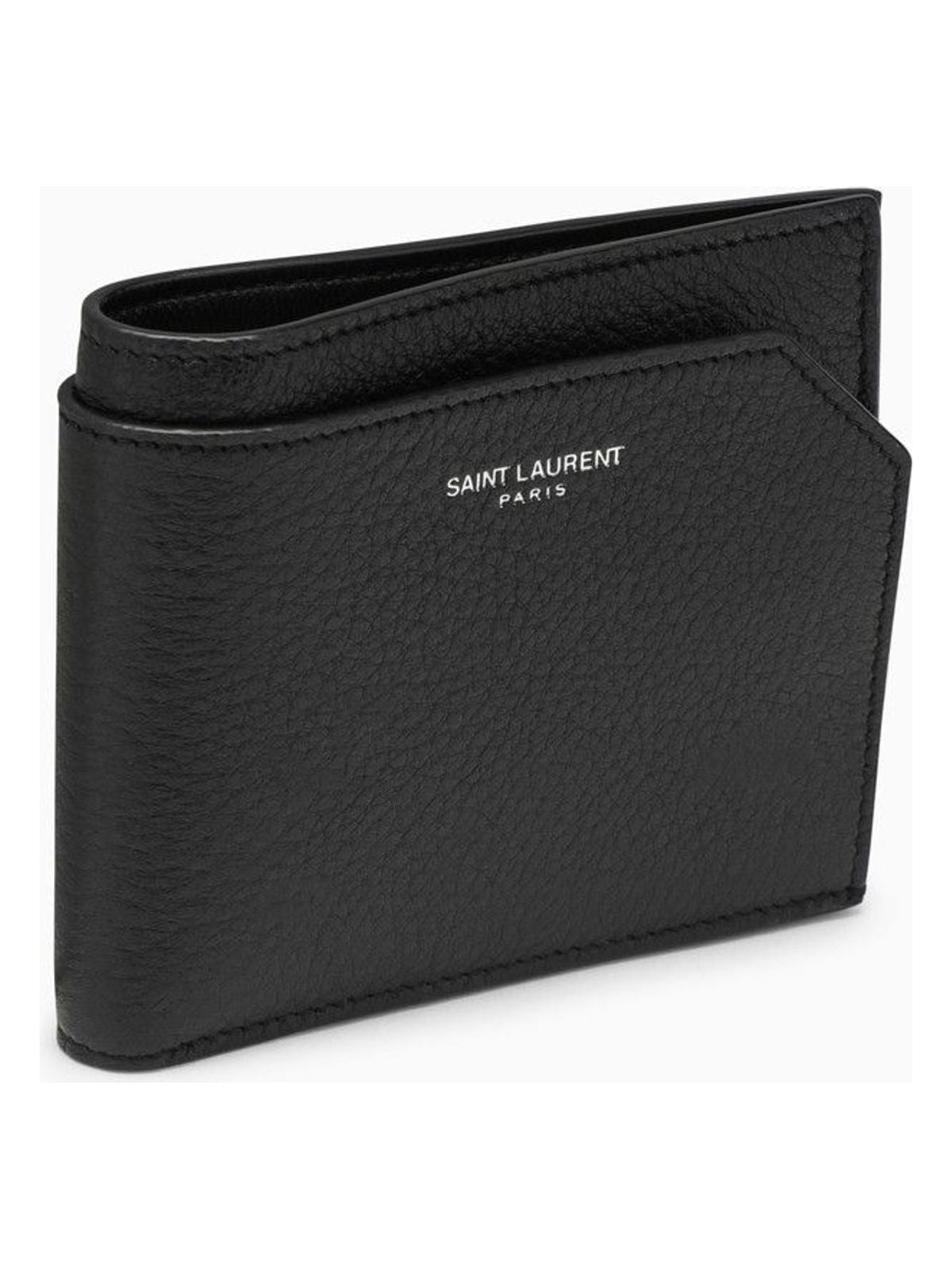 Luxury Saint Laurent Trending 2025 Men's Grained Leather East/west Wallet in Black | 777414AADA3