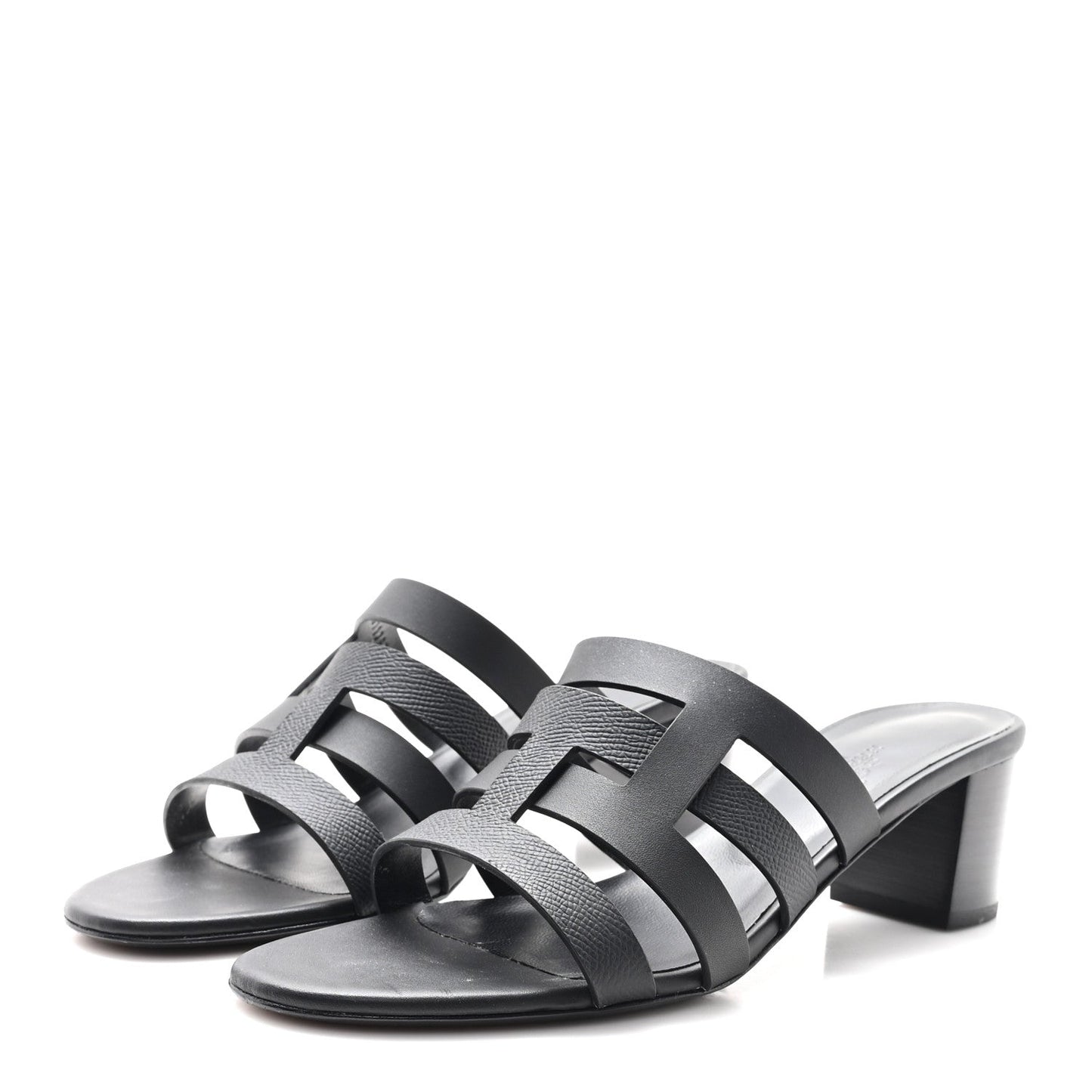 Hermes Calfskin Epsom Amica Sandals 39 Black