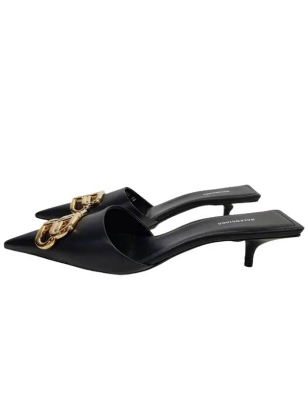 Luxury Balenciaga Trending 2026 Gold BB Logo Mule Heel Black