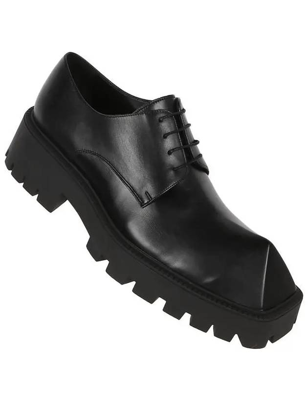 Luxury Balenciaga Trending 2026 Men's Rhino Square Toe Leather Derby Black