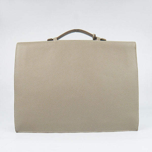 Luxury Hermes Briefcases 2813 Cow Leather Grey