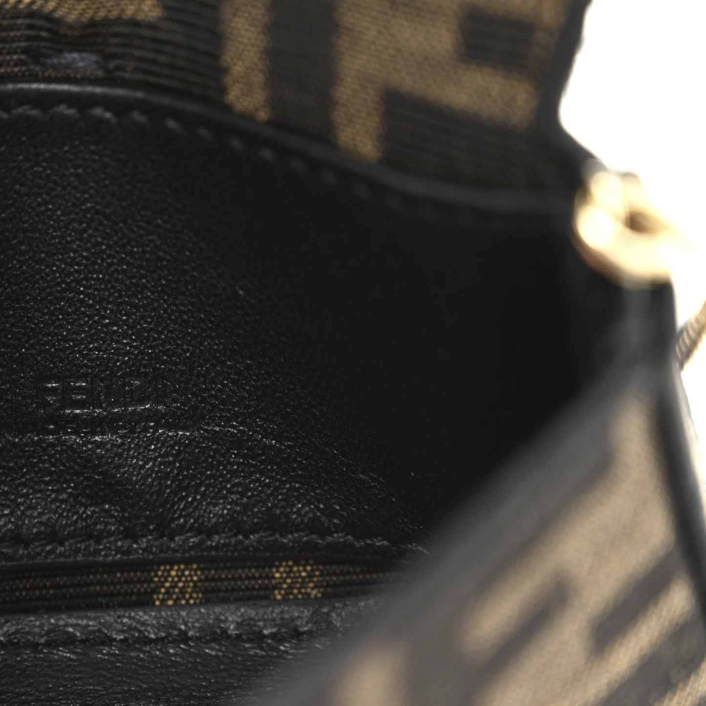 Fendi Fabric Jacquard FF 1974 Nano Baguette Charm Tobacco Moro Black