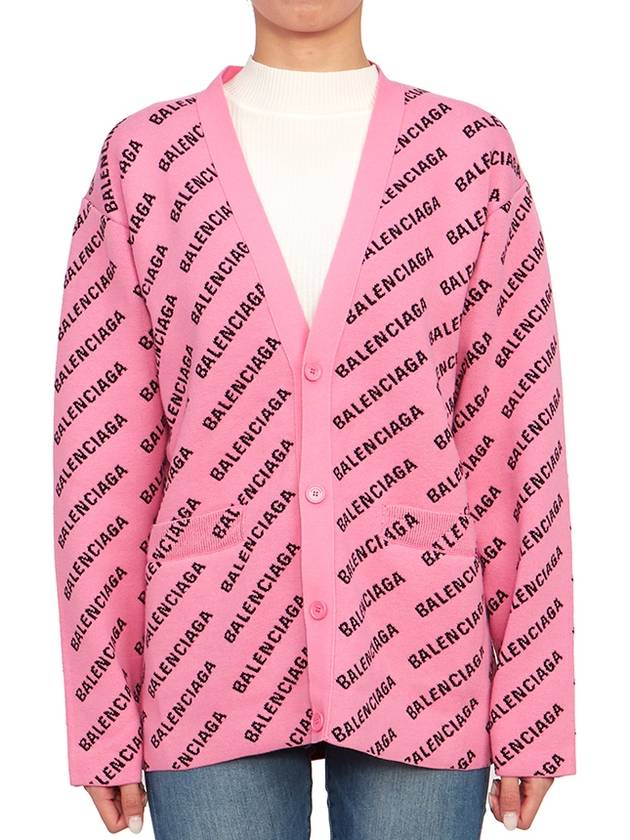 Luxury Balenciaga Trending 2026 All-Over Logo Cardigan Pink