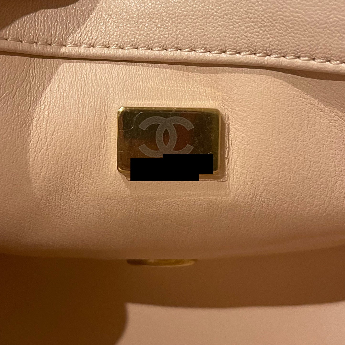 Chanel 22C Pearl Crush Mini Square Flap Bag Lambskin Light Pink