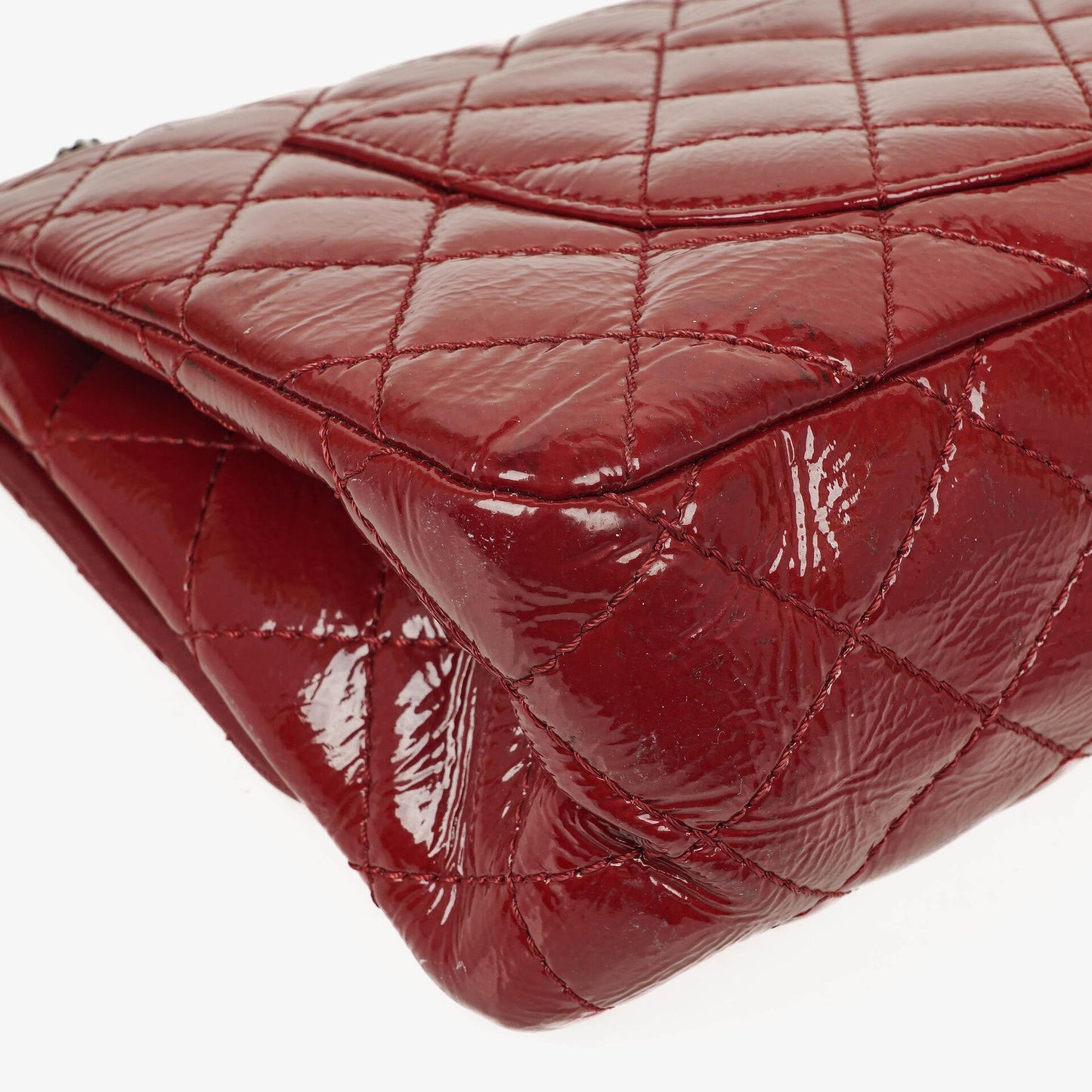 Chanel 2.55 226 Reissue Red Crinkled Patent Leather Flap Bag With Ruthenium Hardware
